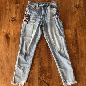 AEO Floral Embroidered Mom Jeans